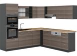 Vicco Cucina Angolare Completa R-Line, 237 X 247 Cm , Pl Rovere, Grigio Nobile/Antracite