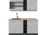 Vicco Cucina Completa R-Line, 160 Cm , Pl Rovere, Calcestruzzo/Antracite