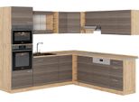 Vicco Cucina Angolare Completa R-Line, 237 X 247 Cm , Pl Rovere, Grigio Nobile/Rovere Dorato