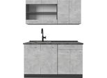 Vicco Cucina Monoblocco R-Line, 140 Cm , Pl Antracite, Calcestruzzo/Antracite