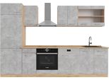 Vicco Cucina Componibile R-Line, 300 Cm , Pl Rovere, Calcestruzzo/Quercia Dorata