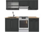 Vicco Cucina Componibile R-Line, 200 Cm , Pl Rovere, Casa Di Campagna Antracite/Antracite