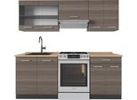 Vicco Cucina Componibile R-Line, 200 Cm , Pl Rovere, Grigio Nobile/Antracite