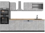 Vicco Cucina Componibile R-Line, 300 Cm Con Armadio Alto, Pl Rovere, Calcestruzzo/Antracite