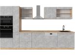 Vicco Cucina Componibile R-Line, 350 Cm Senza Piano Di Lavoro, Calcestruzzo/Quercia Dorata