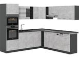 Vicco Cucina Angolare Completa R-Line, 237 X 247 Cm , Pl Antracite, Calcestruzzo/Antracite