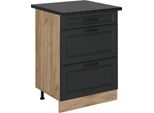 Vicco Mobiletto Base Per Cucina R-Line, 60 Cm Con Cassetti, Pl Antracite, Antracite Casa Di Campagna/Quercia Dorata