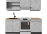Vicco Cucina Componibile R-Line, 200 Cm , Pl Rovere, Calcestruzzo/Antracite