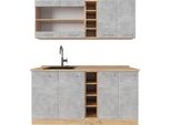 Vicco Cucina Completa R-Line, 160 Cm , Pl Rovere, Calcestruzzo/Quercia Dorata