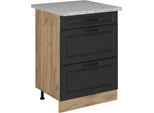 Vicco Mobiletto Base Per Cucina R-Line, 60 Cm Pl Marmo, Antracite Casa Di Campagna/Quercia Dorata