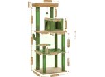 Torre Per Gatti Cactus, Design Spazioso A 6 Livelli, Ideale Per 4 Gatti, AMT0110GN