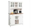 Mobile Da Cucina Costway, Buffet Da Cucina Con 3 Cassetti, Armadi, Portabottiglie, Piano Di Lavoro, Ripiani Aperti E Regolabili, Colonna 112X43X184,5 Cm