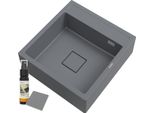 Granitan | Granitspüle - Einbecken - Grau - Skandinavisches Design - mit Chrom-Syphon und Pflegeprodukt