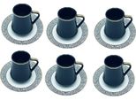 Servizio Da 12 Pezzi, Tazze Da Caffè E Demitasse Con Piattini In Porcellana Nera 190 Ml