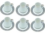 Servizio Da 12 Pezzi, Tazze Da Caffè E Demitasse Con Piattino In Porcellana Bianca 190 Ml