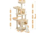 Grande Albero Per Gatti, Design Multistrato A 5 Livelli, Robusta Struttura In Legno,Amt0181Bg, Xl