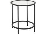 Homcom Tavolino Rotondo Con Piano In Vetro, Struttura In Metallo, Tavolino, Comodino Per Soggiorno, Camera Da Letto, Nero, Ø48 X 54,7 Cm