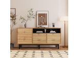 Credenza Flieks Credenza, Credenza In Stile Country, Credenza Per Sala Da Pranzo, Cucina, Soggiorno, Corridoio, Finitura Naturale + Nero