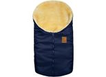 Fußsack HEITMANN FELLE "Eisbärchen - Kleiner Lammfell Winterfußsack - Premium Qualität", Kinder, blau (marine), Polyester, Fußsäcke Fußsack, mit echtem Lammfell, für Tragschalen, Kinderwagen u.v.m