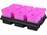 Fioriera Da Giardino Nohel Rosa + Sottovaso 8X8X8Cm 2X6Pz