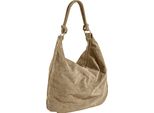 Beuteltasche HEINE, Damen, Gr. B/H/T: 39cm x 49cm x 2cm, beige (sand), Leder, unifarben, Taschen