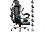 Gtplayer Sedia Da Gioco Con Poggiapiedi E Cuscino Lombare Massaggiante Sedia Da Ufficio Sedia Da Gioco Sedia Da Gioco Ergonomica Con Braccioli Di Collegamento Fino A 150 Kg Di Portata Bianco