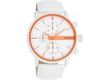Quarzuhr OOZOO, weiß (weiß, weiß, orange), Armbanduhren, Herren, Armbanduhr, Herrenuhr, Edelstahlarmband, Chrono-Look