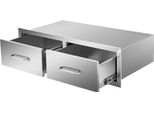 Succebuy Cassetti Per Isola Bbq 30" L X 10"" H X 20"" P, Cassetti Orizzontali Di Accesso Al Bbq Doppi In Acciaio Inox Con Maniglia Per Cucine All'aperto O Stazioni Per Grigliate Nel Patio"