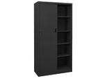 The Living Store Armadio Per Ufficio Con Anta Scorrevole Antracite 90X40X180 Cm In Acciaio