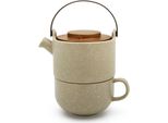 Bredemeijer Tea-For-One Umea Beige / Coperchio In Legno D'acacia 142024