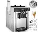 Speiseeisbereiter Weiß Eismaschine 2200 W, 2 x 6 L Desktop Maschine Ice Cream Maker 220 V Speiseeisbereiter mit Eikegel Eierablage Edelstahl Maschine