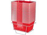 Cestino Per La Spesa Cestino Portatile Per Alimenti 20 Pezzi 21L Maniglia Stand Rosso