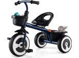 Costway Balance Bike Balance Bike Con Sedile Regolabile E 2 Cestini Anteriore E Posteriore, Balance Bike A 3 Ruote Con Telaio In Carbonio, Triciclo Per Bambini Da 1 Anno Blu