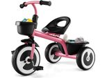 Costway Balance Bike Balance Bike Con Sedile Regolabile E 2 Cestini Anteriori E Posteriori, Balance Bike A 3 Ruote Con Telaio In Carbonio, Triciclo Per Bambini Da 1 Anno Rosa