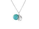 Kette Mit AnhäNger Vivance "925/- Sterling Silber Rhodiniert Mit 1 TüRkis", Weiß, Halsketten, Damen, 45+5Cm, Silber 925 (Sterlingsilber), L: 50 B: 16Mm, GläNzend, B:16Mm