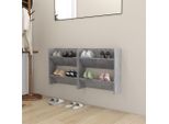 The Living Store Scarpiere A Muro 2 Pz. Grigio Cemento 60X18X60 Cm Materiale A Base Di Legno