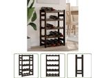 The Living Store Portabottiglie Per 20 Bottiglie In Legno Di Pino Massiccio Nero