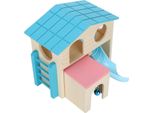 Casetta Per Criceti, Parco Giochi In Legno Blu, Con Struttura Per Arrampicata E Scivolo