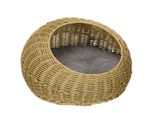 PawHut Rattan Katzenkorb Katzenhaus Katzenhütte mit Kissen für Katzen bis 4 kg