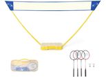 Costway Rete Da Badminton Regolabile In Altezza 3 X 1,5 M Con Supporto, Supporto Per Rete Da Badminton Con 2 Palle E 4 Racchette, Rete Da Pallavolo Portatile, Set Da Badminton Per Spiaggia E Giardino