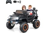 COSTWAY 24V 2-Sitzer Elektroauto für Kinder, Elektrofahrzeug Kinderfahrzeug mit Fernbedienung Schwarz