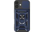 Mayaxess, Custodia Protettiva Per Apple Iphone 16 Plus Cover Fotocamera Con Supporto Ad Anello, Blu Scuro