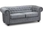 Divano Chesterfield Grigio Imbottito Mobili A Due Posti In Tessuto Tessuto