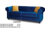 Divani Divani Imbottiti Divano Tessile Chesterfield 3 Posti Blu Designer Nuovo