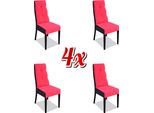 Set 4X Poltrona Sedia Design Legno Tessile Imbottitura Sedie Gastro Sala Da Pranzo Tessuto Nuovo