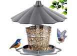 Mangiatoia Per Uccelli Da Giardino Pieghevole, Portatile E Panoramica, Mangiatoia Per Uccelli Appesa, Per L'alimentazione Degli Uccelli (1* Mangiatoia, Grigio)