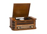 DENVER Retro Radio MCR-50MK3 Retro Musik-Center mit Plattenspieler, braun, B:38,5cm H:26,5cm T:56cm, Radios