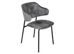 Riess-Ambiente Stuhl Vogue - Grau Samt Schwarze Metallbeine