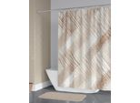 Tenda Da Doccia Tessile Paint White Beige Brown 180X200 Cm, Incl. Anelli Per Tenda Da Doccia Incl. Pesi