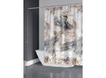 Tenda Doccia Tessile Marmo Marrone Grigio Bianco 240X200 Cm, Incl. Anelli Per Tenda Doccia Incl. Pesi